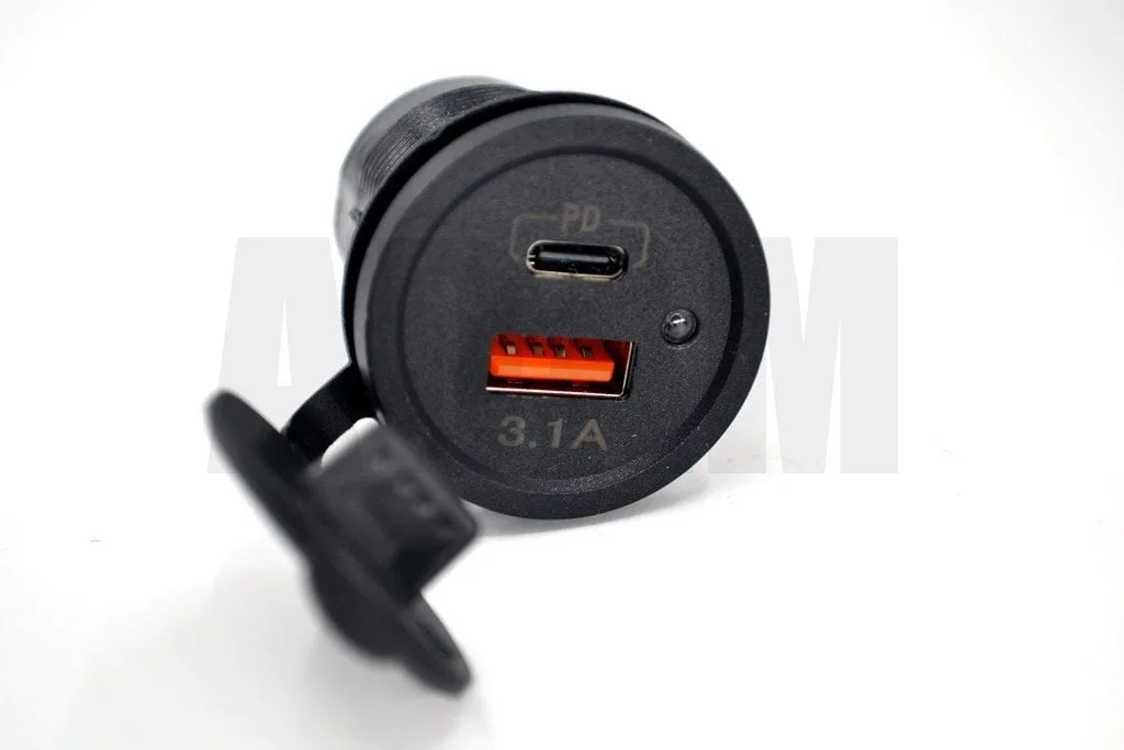 12V 24V DC USB 3,1A Type-C PD Şarj Portu Yuvarlak MT-UP09