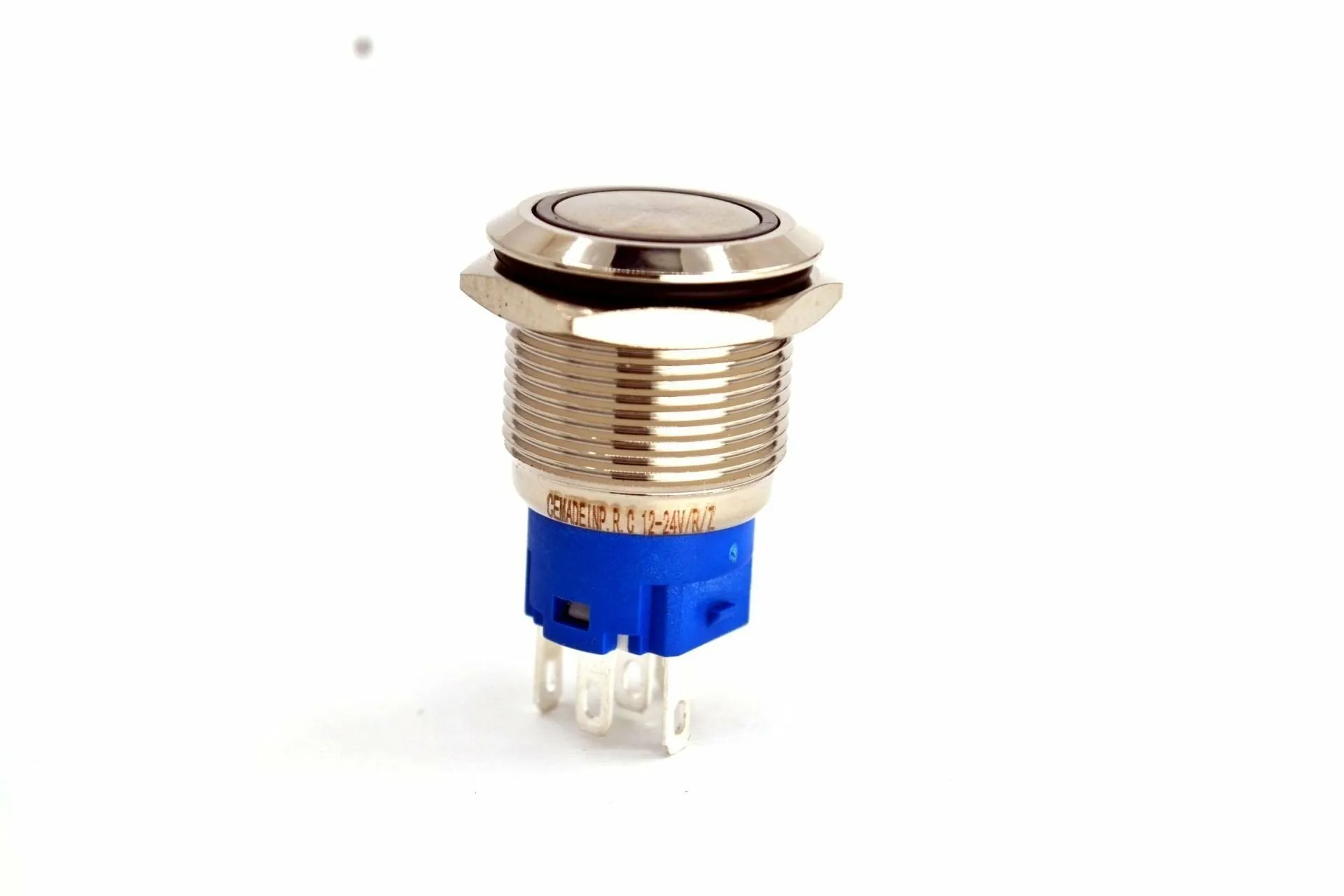 19mm Yaylı Metal Buton Kırmızı Işıklı 1NO/1NC Anahtar 12V 24V MT-ANY22