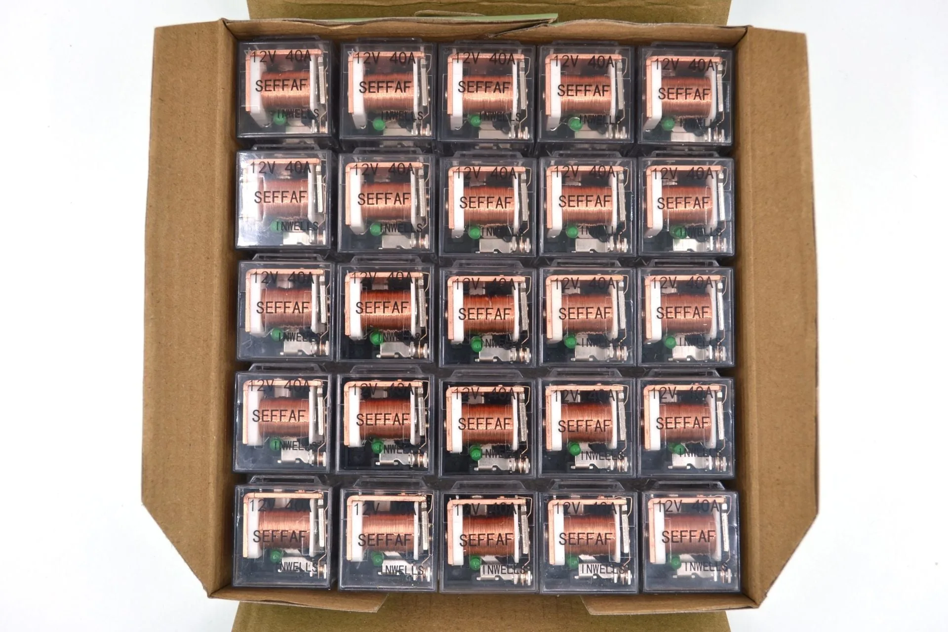 25 Adet Mini Röle 5 Fişli Şeffaf 12V 40A 87A Yeşil Ledli