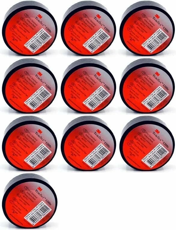 10 Adet 3M Temflex PVC Siyah İzole Bant Elektrik Bandı