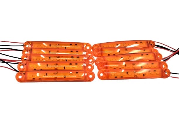 10 Adet Sarı Turuncu Parmak Lamba 9 Led Su Geçirmez 12V 24V