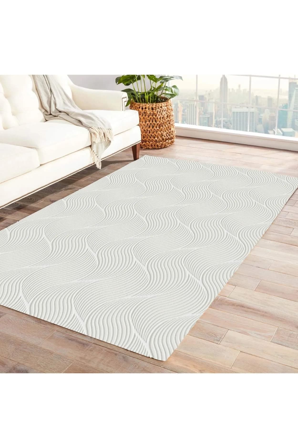 Jassrug Rölyef Halı 120X180 Orla Krem