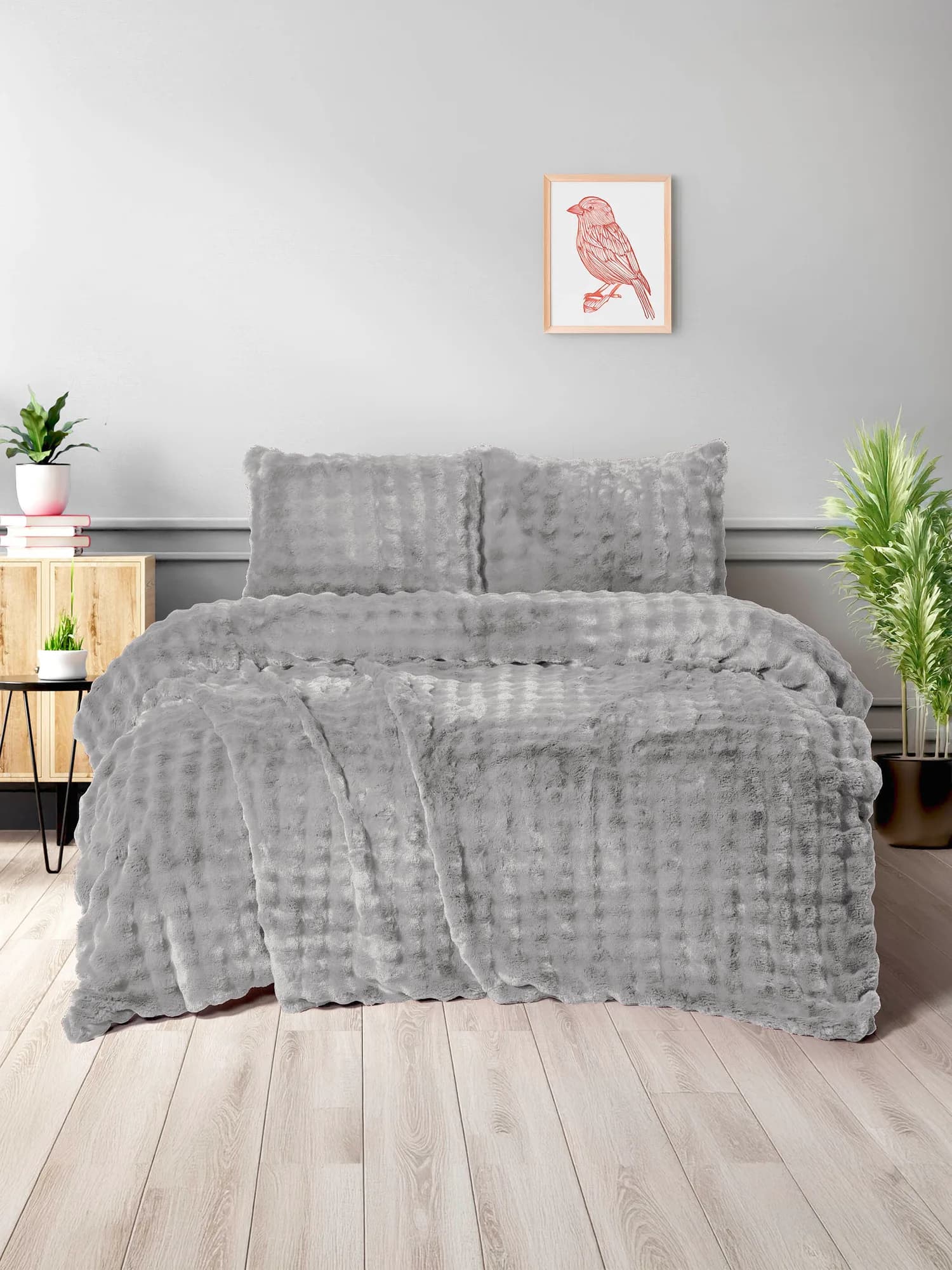 Merinos Diamond 3 Parça Bubble Comforter Yorgan Seti 220x240 Gri