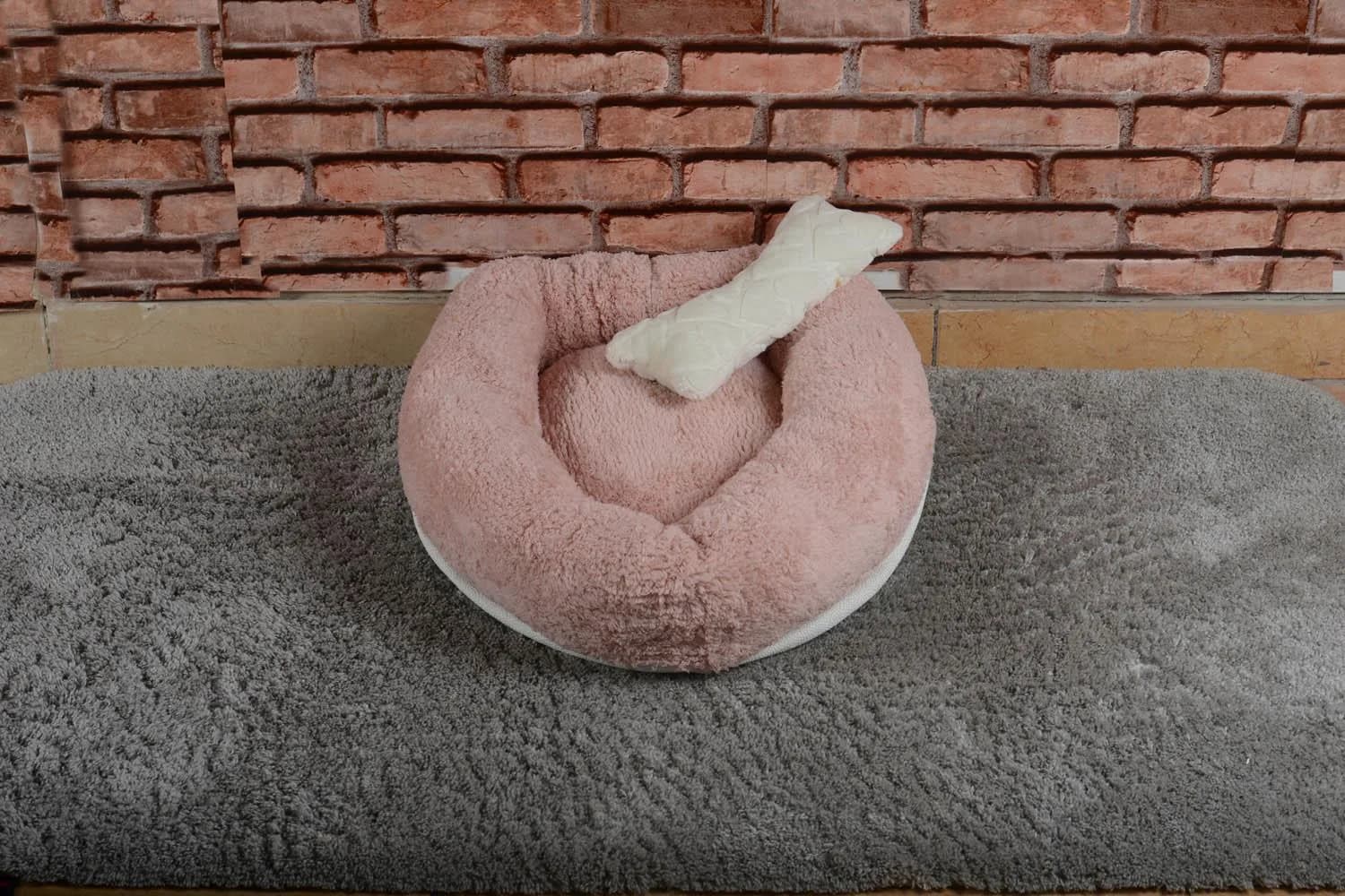 Cookie Pet Sherpa Polar Yıkanabilir Yuvarlak Köpek Kedi Yatağı 50 Açık Pudra