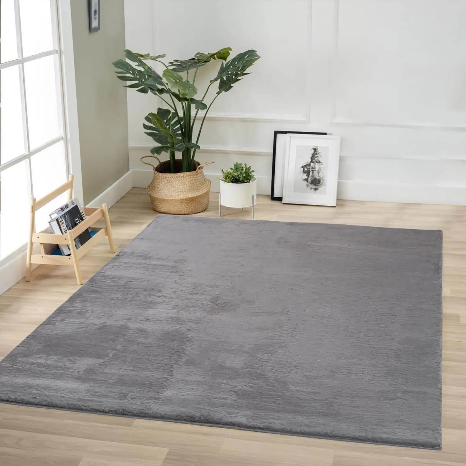 Jassrug Soft Tavşan Tüyü Kürk Halı 160x230 Antrasit