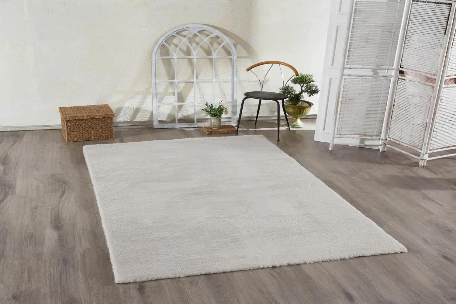 Jassrug Tavşan Tüyü Kürk Halı 80x120 Kül