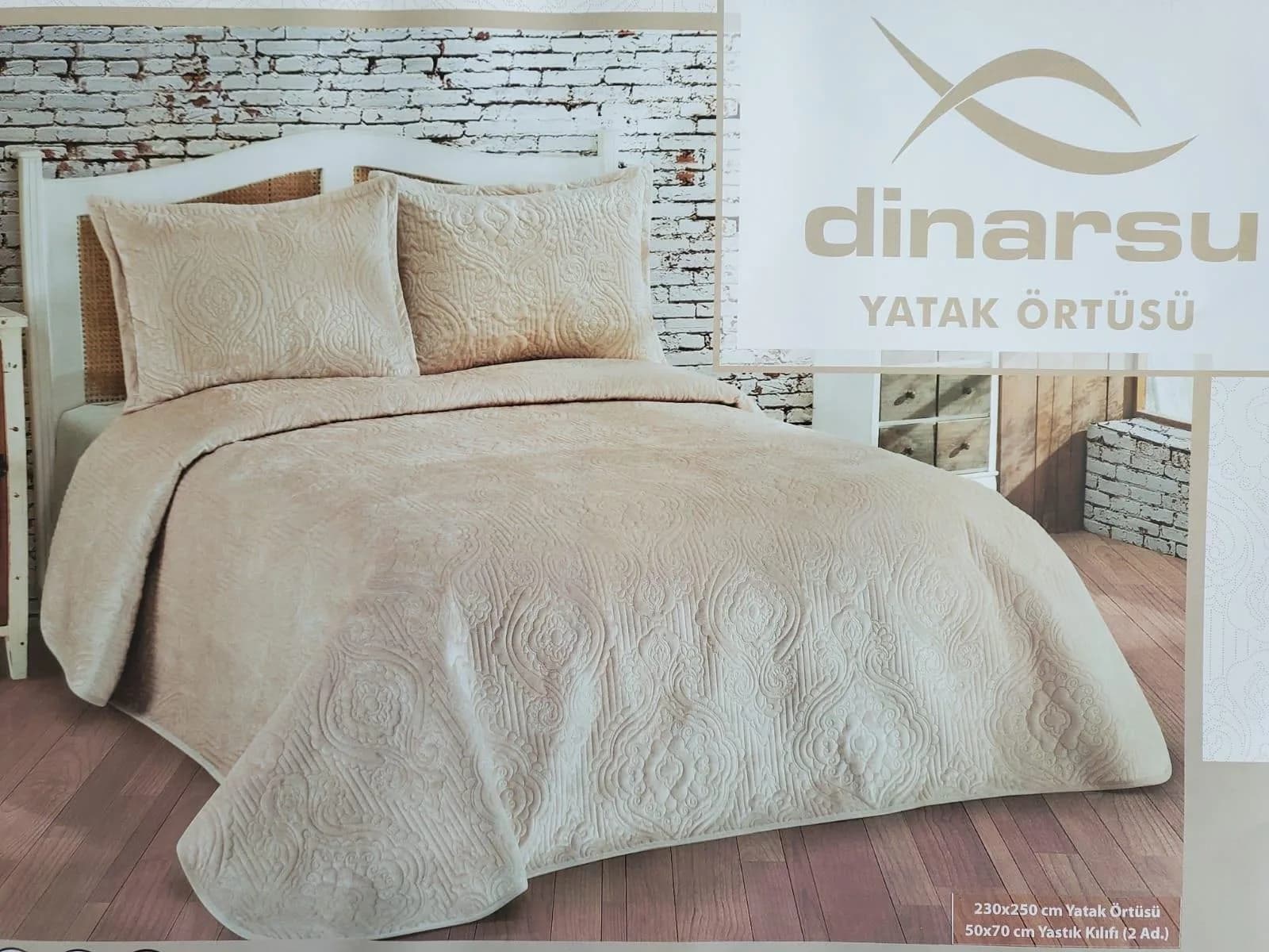 Dinarsu Yatak Örtüsü Seti 3 Parça Çift Kişilik 230x250 Olivia Mocha