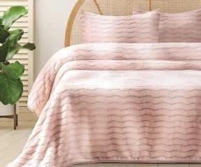 Merinos Dream Home 3 Parça Çift Kişilik Battaniye Seti Kutulu 220x240 Blush