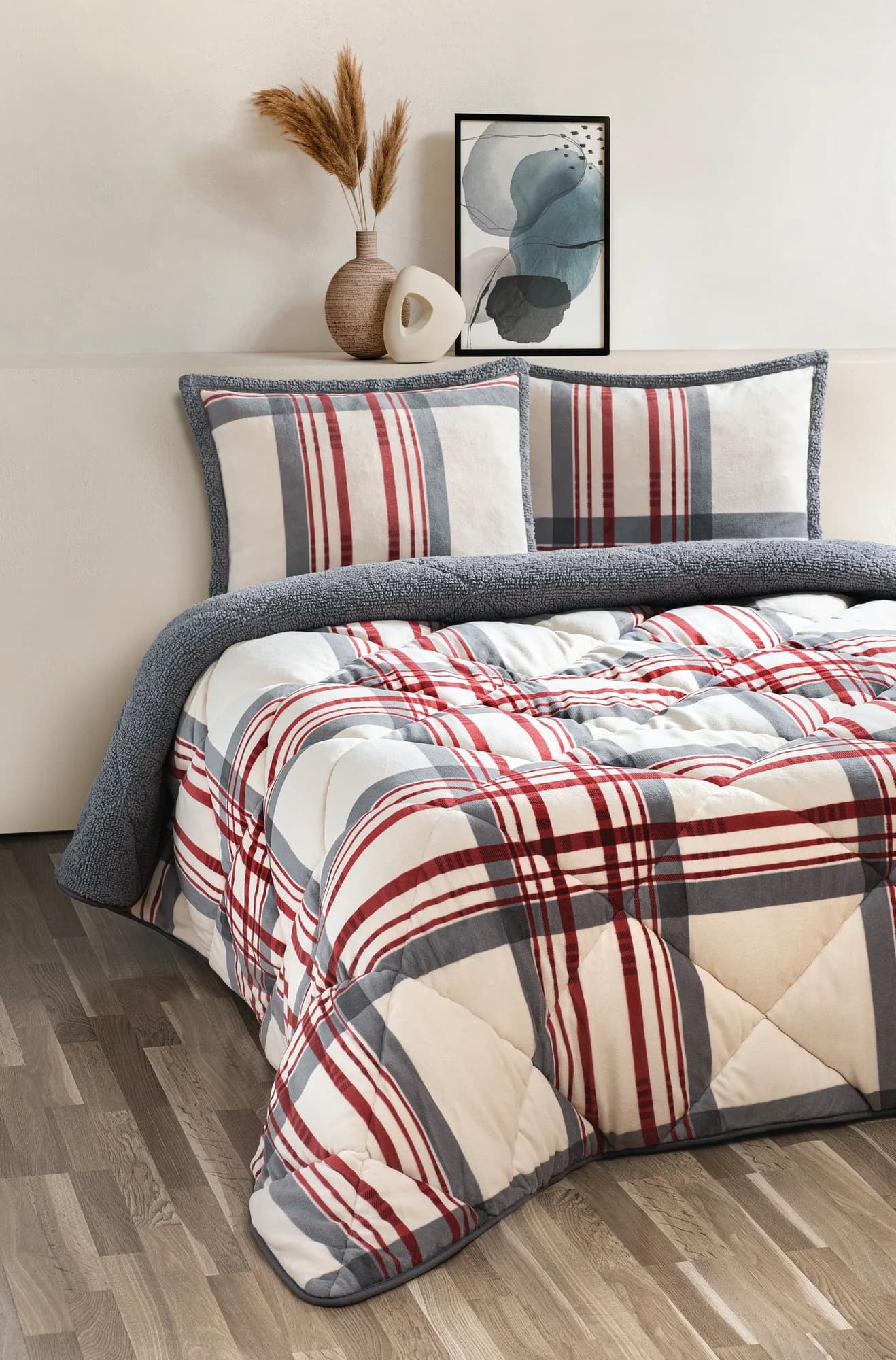 Merinos Comforter 3 Parça Yorgan Seti 220X240 Wera Kırmızı