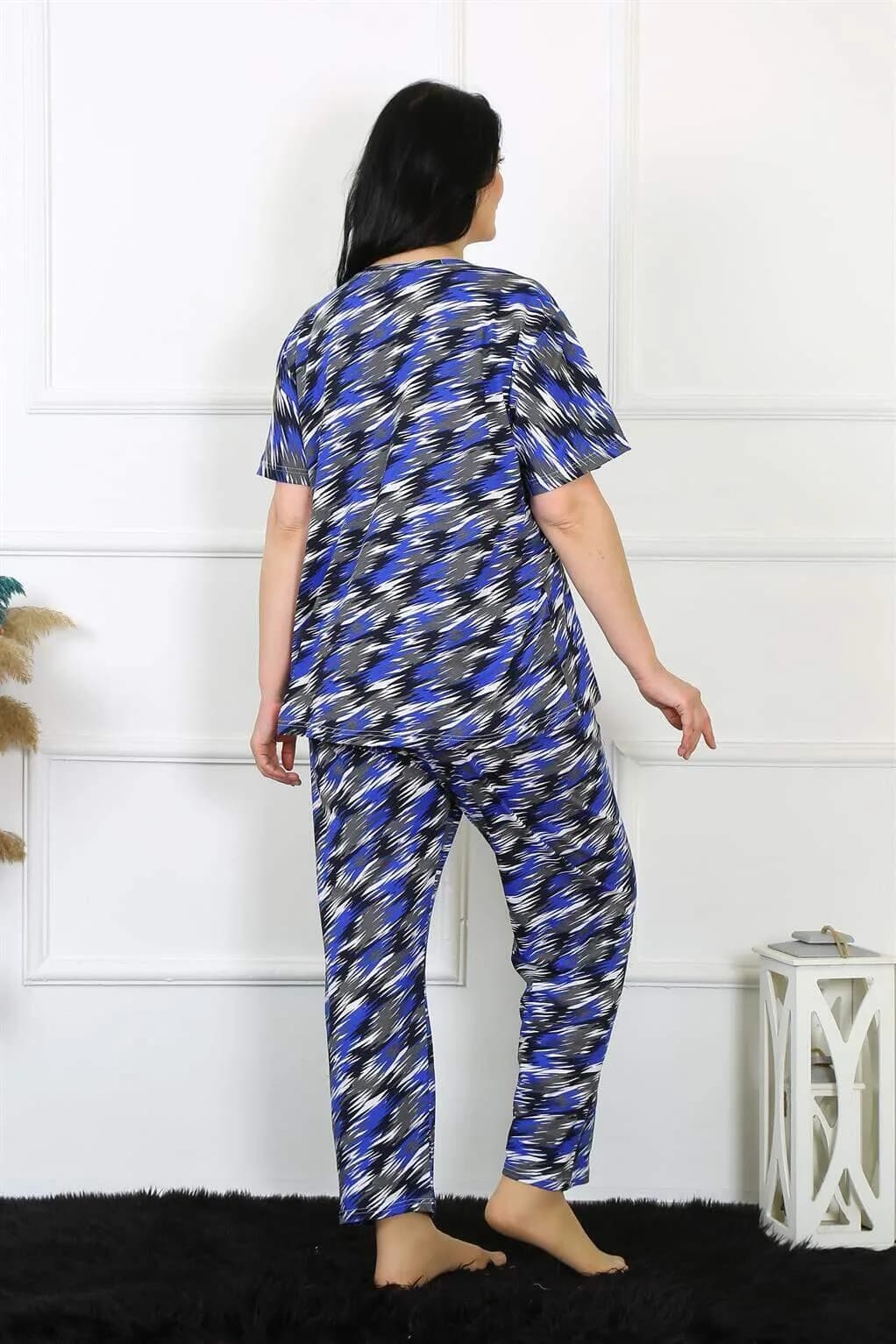 Angelino Kadın 5XL-6XL-7XL-8XL Büyük Beden Kısa Kol Pijama Takım 75010