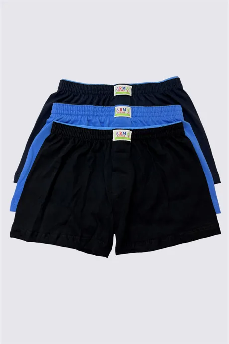 Erkek Çocuk Pamuklu Düz Klasik Rahat Kesim Boxer 3'lü Paket Renkli