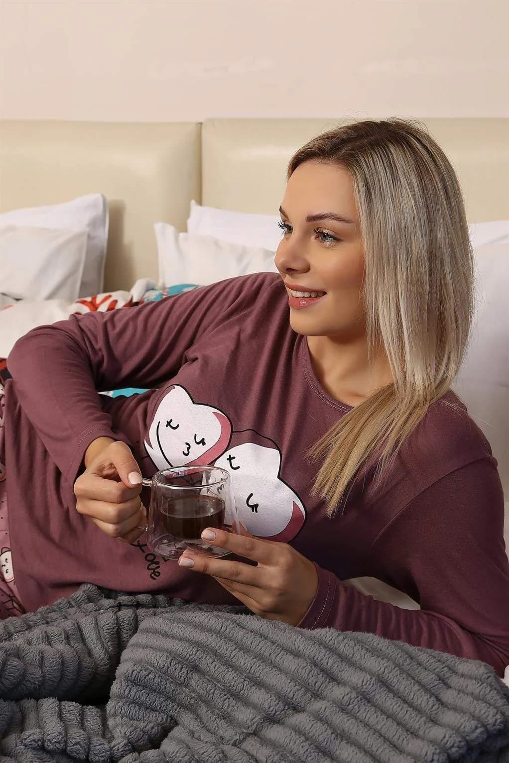 Angelino Kadın Penye Uzun Kol Pijama Takımı 4187
