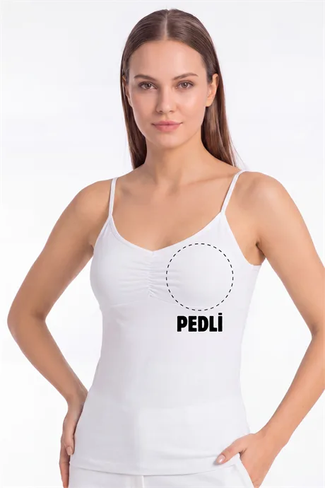 Kadın İp Askılı Pedli Atlet – Çıkarılabilir Pedli Pamuklu Likralı Basic