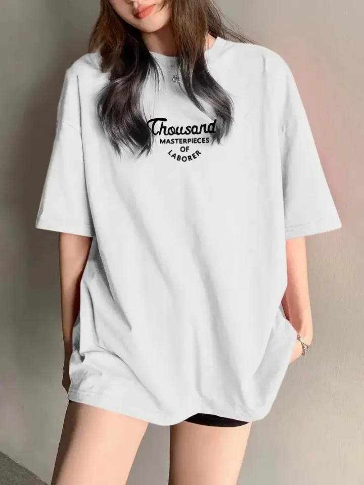 Thousand Baskılı Oversize Bisiklet Yaka T-shirt