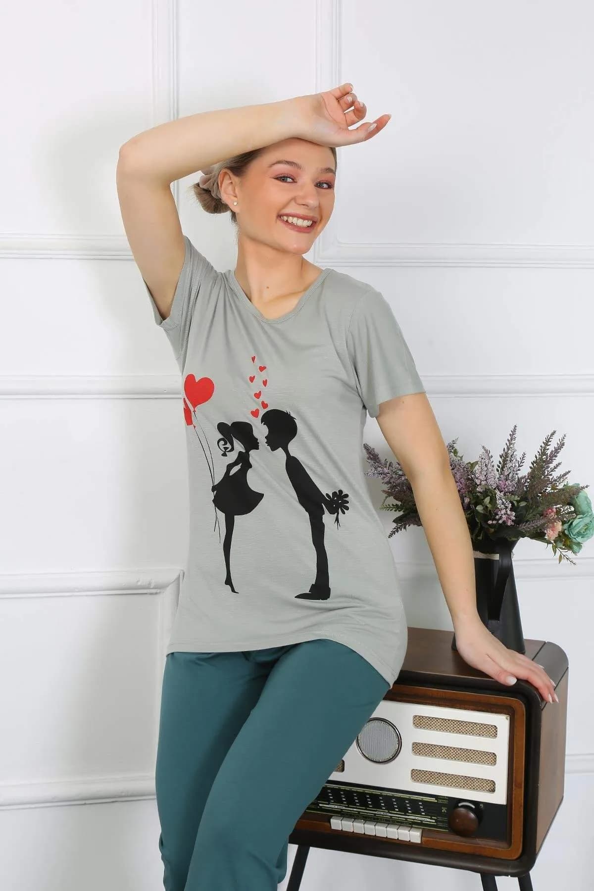 Kadın Kısa Kol Penye Pijama Takımı 4210