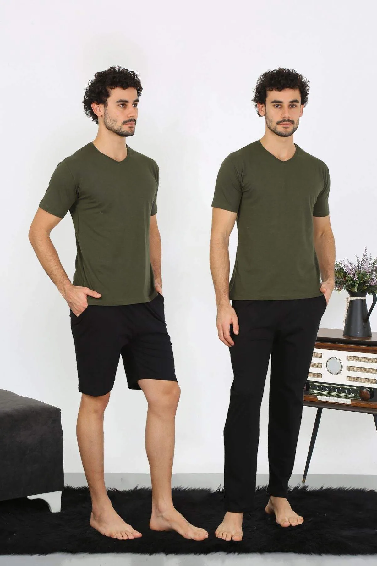 Erkek Penye 3'lü Pijama Takımı 6848