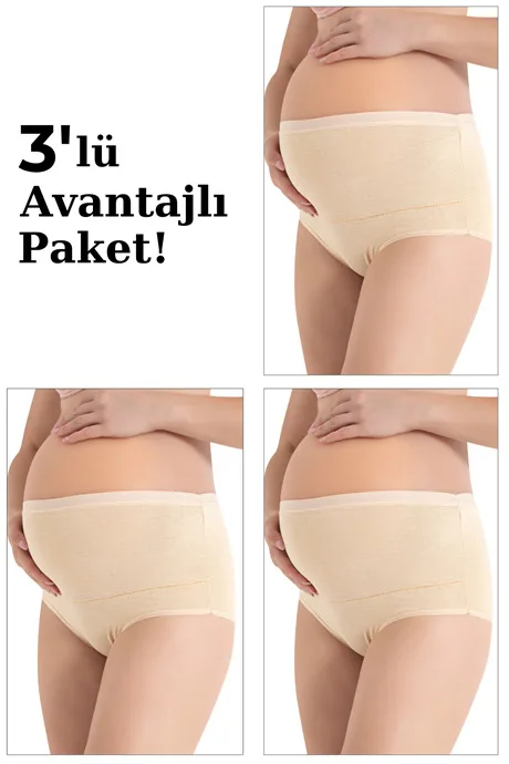 %100 Pamuk Toparlayıcı Hamile Külodu 3'lü Paket