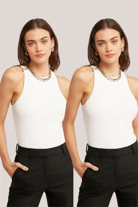 Fitilli Atlet Halter Yaka 2'li Kadın Tişört