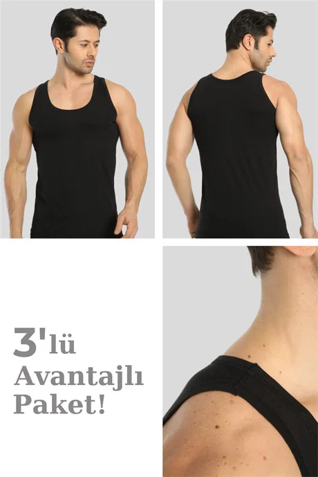 Erkek Loklu Atlet 3'lü Paket %100 Pamuklu