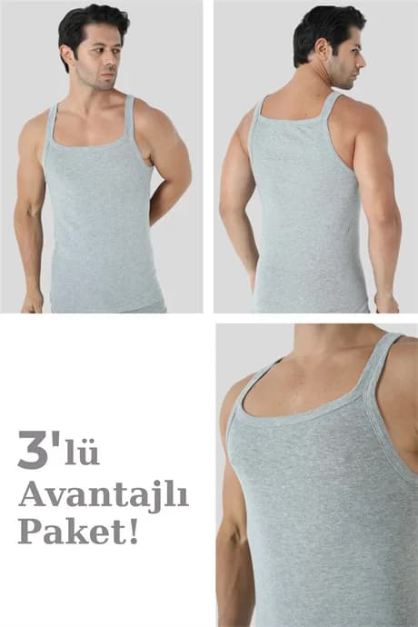 Erkek İnce Askılı Atlet %100 Pamuk 3'lü Ekonomik Paket