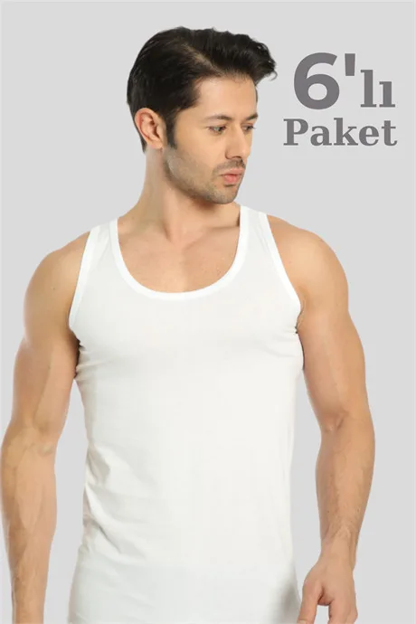 6'lı Paket Erkek Atlet %100 Pamuk Penye