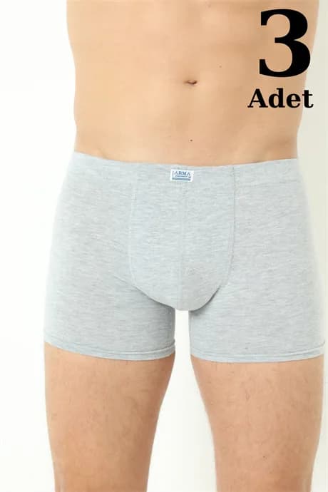 Erkek Boxer Düz 3'lü Paket Pamuklu Likralı