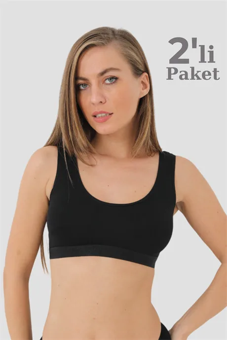 Bambu 2'li Kadın Pedli Yarım Atlet Kalın Askılı