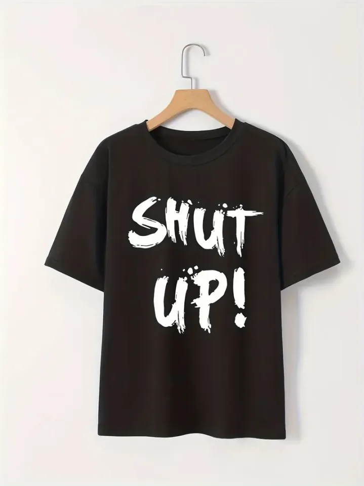 Baskılı Oversize Bisiklet Yaka T-shirt - Siyah