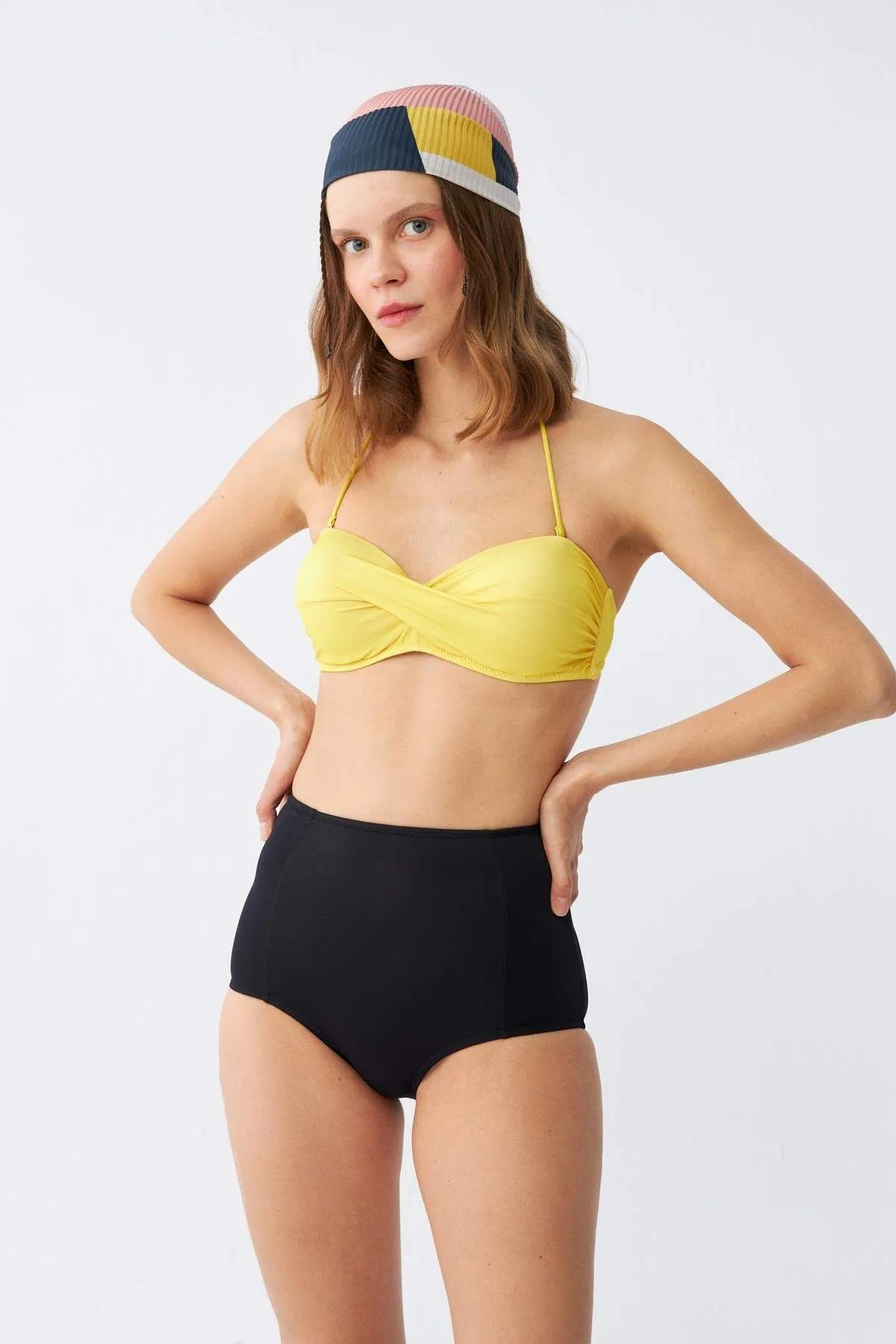 Kadın Straplez Yüksek Bel Bikini Takımı