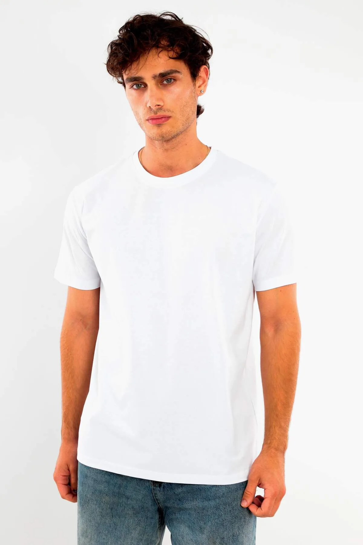 Angelino Erkek Bisiklet Yaka %100 Pamuk Kalın Dokulu T-Shirt