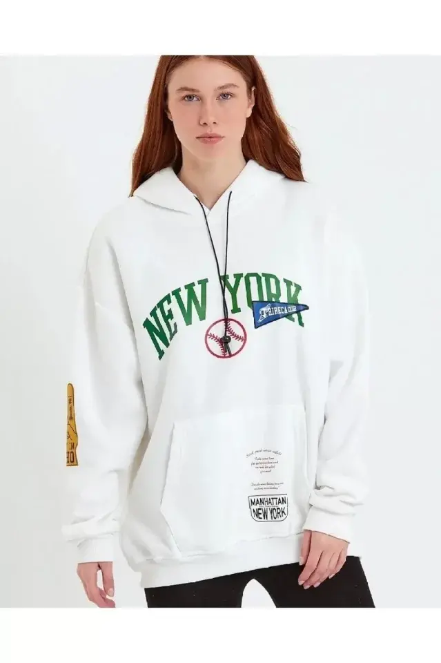 Baskılı Kapüşonlu Sweatshirt