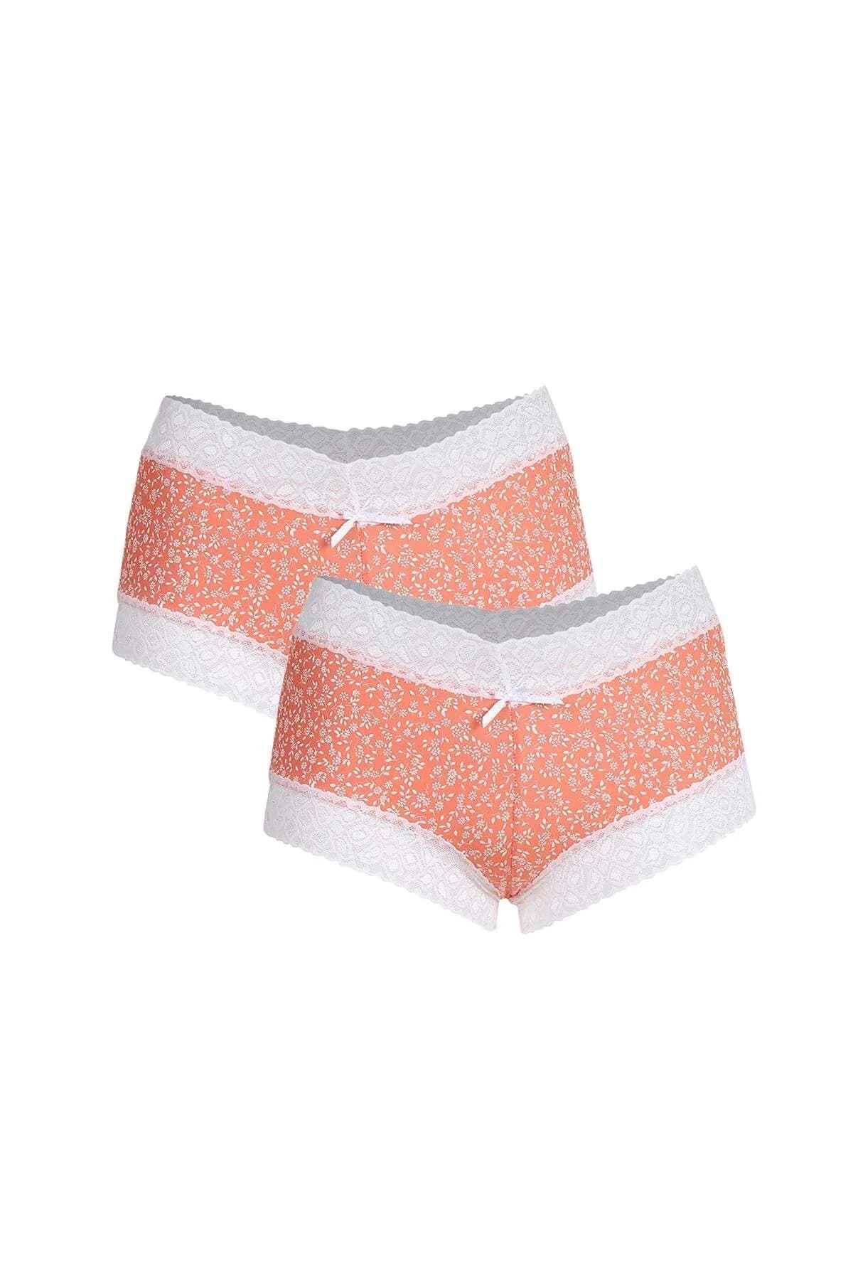 Kadın Pamuklu 2li Boxer Somon 40266