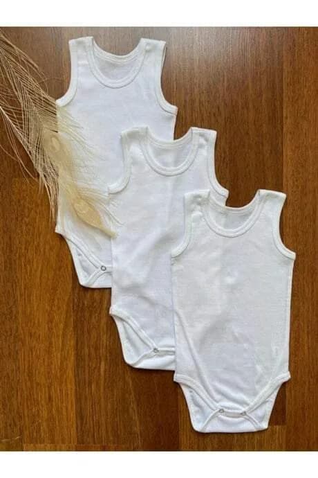 %100 Organik Pamuk 3'lü Bebek Atlet Çıtçıtlı Zıbın Body