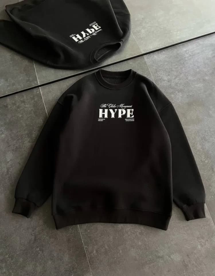 Üç İplik Bisiklet Yaka Baskılı SweatShirt