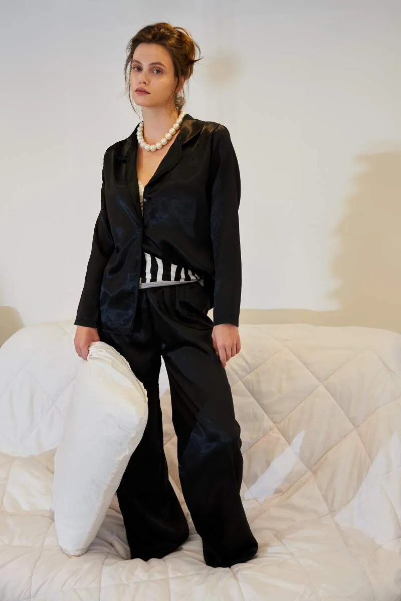 Kadın Oversize Saten Pijama Takımı
