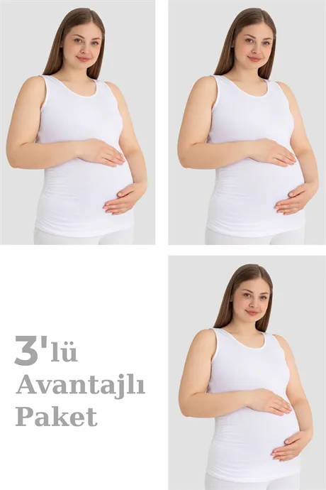 Hamile Atlet Kalın Askılı Pamuklu Likralı Esnek 3'lü Paket