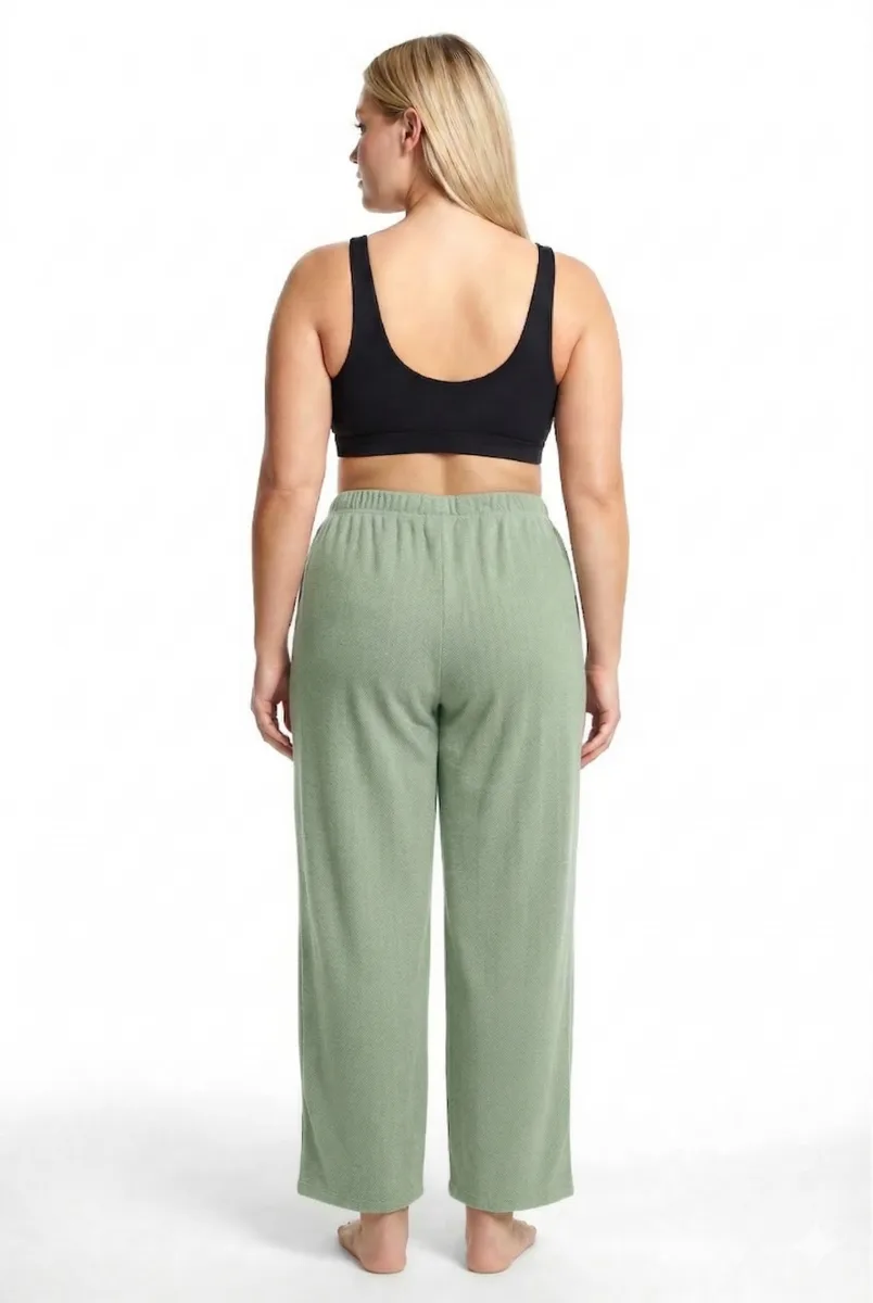 Kadın Büyük Beden Rahat Kesim Cepli Pijama Altı Yeşil