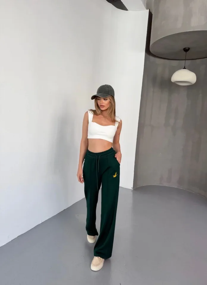 Osy Modal Yumuşak Dokulu Kumaş Nakış Işlemeli Rahat Bol Paça Eşofman Pantalon