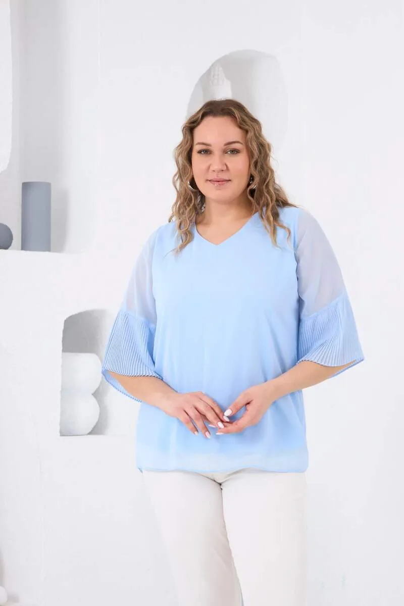 Kolları Piliseli Büyük Beden Bebe Bluz