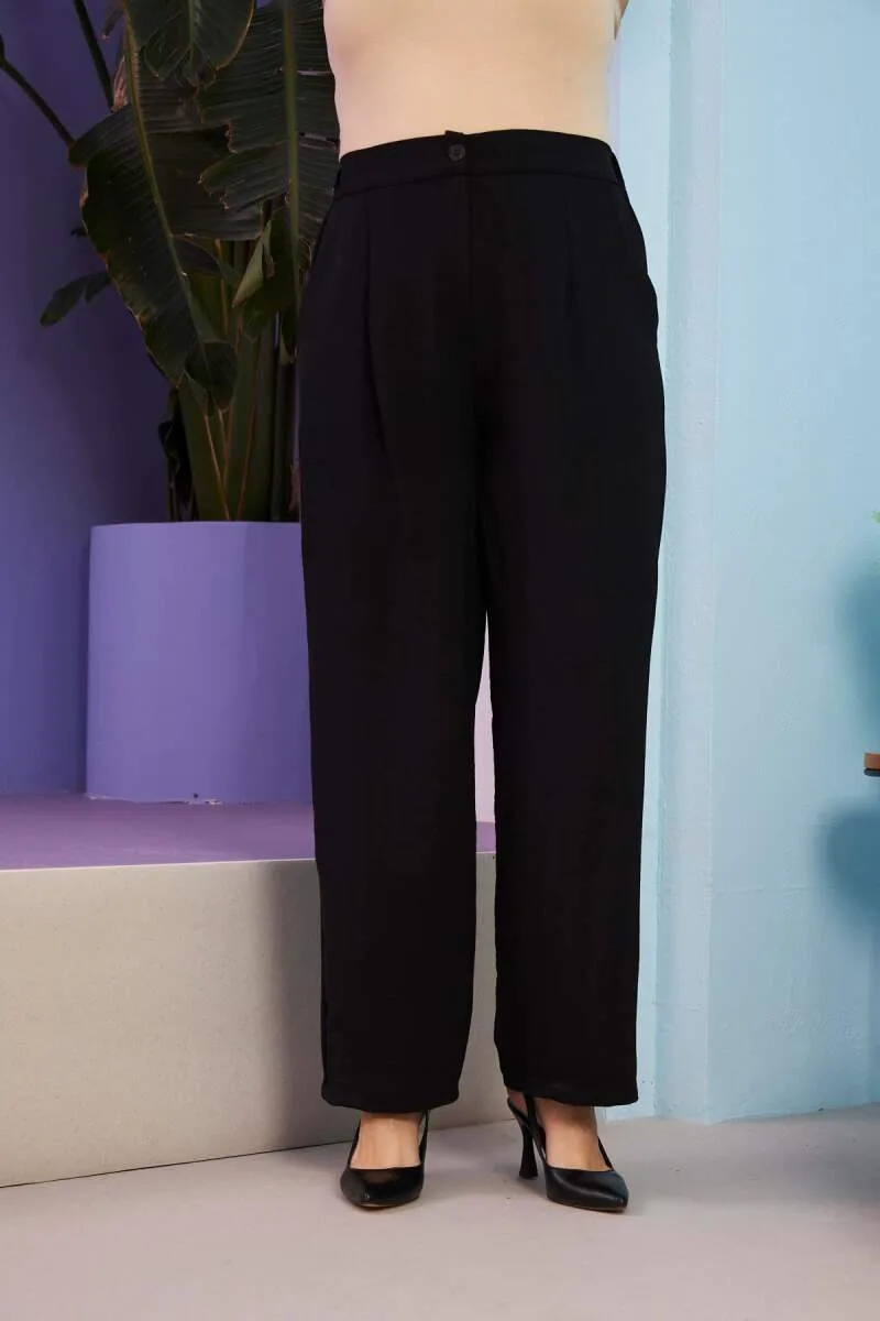 Beli Lastikli Büyük Beden Aerobin Geniş Paça Pantolon