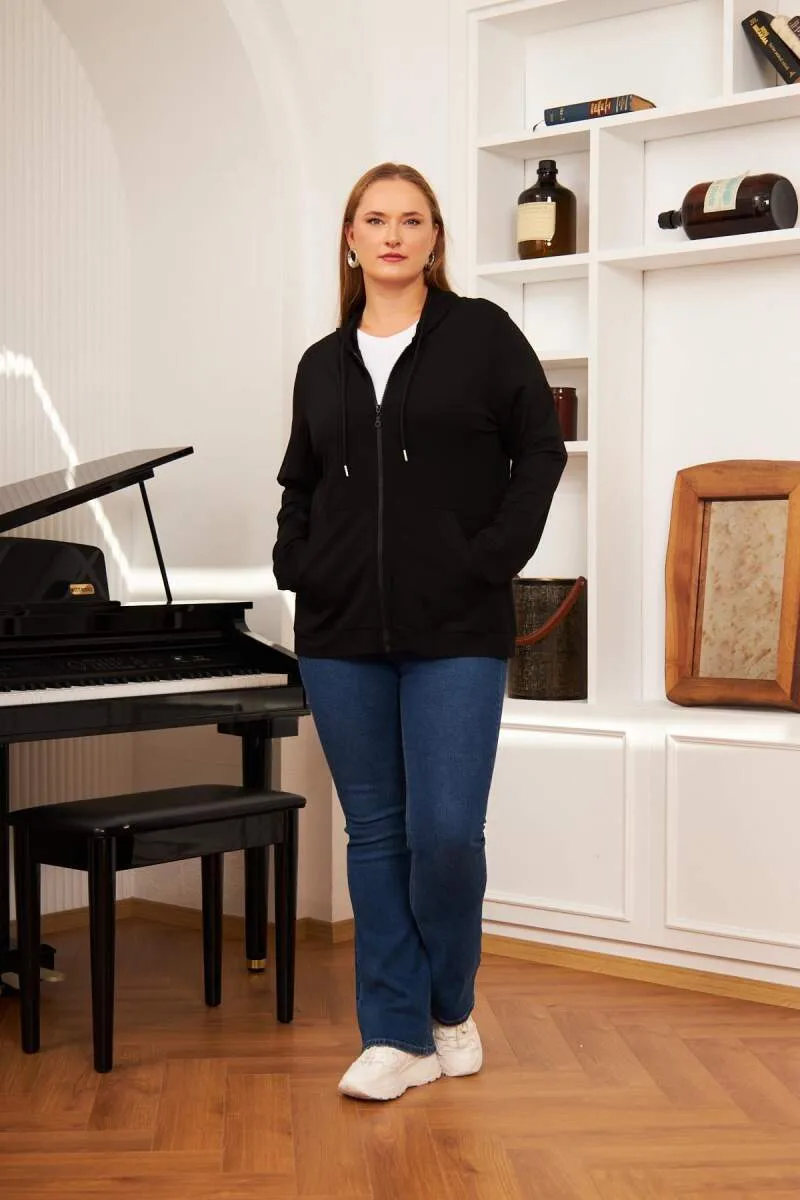 Büyük Beden Modal Sweatshirt Hırka