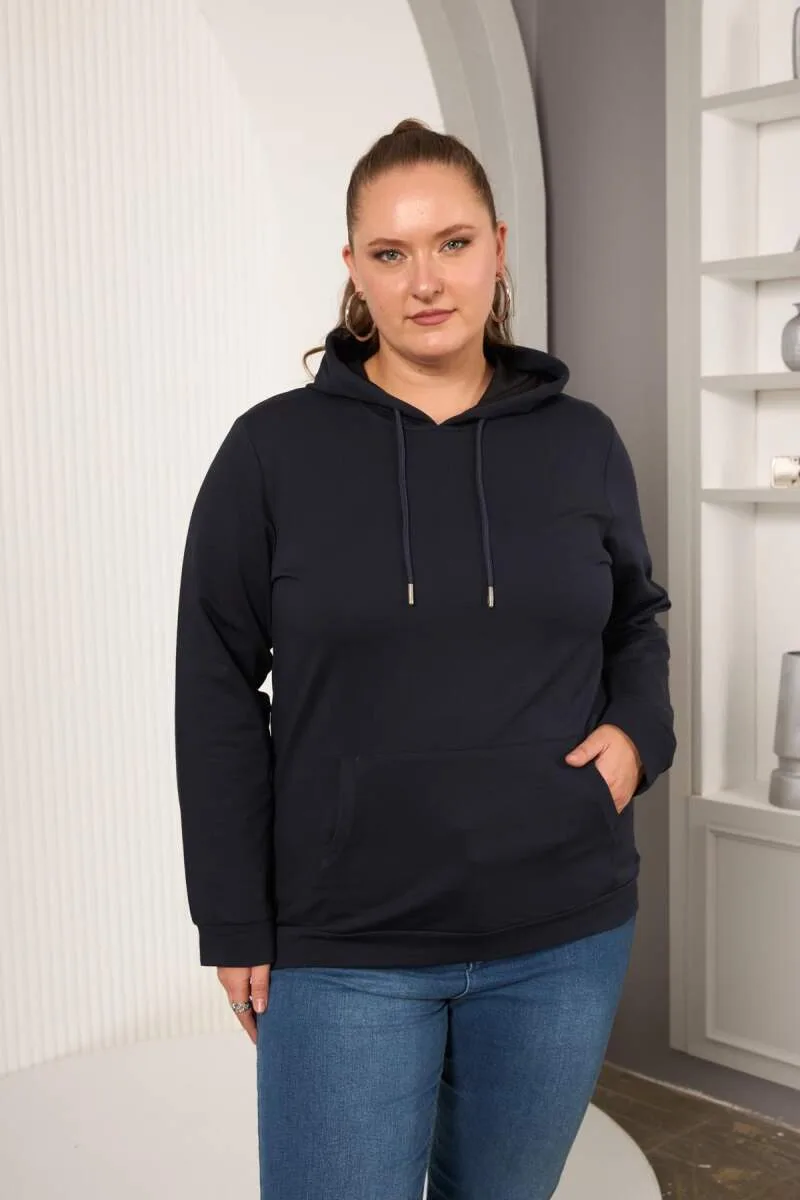Kapşonlu Büyük Beden Sweatshirt