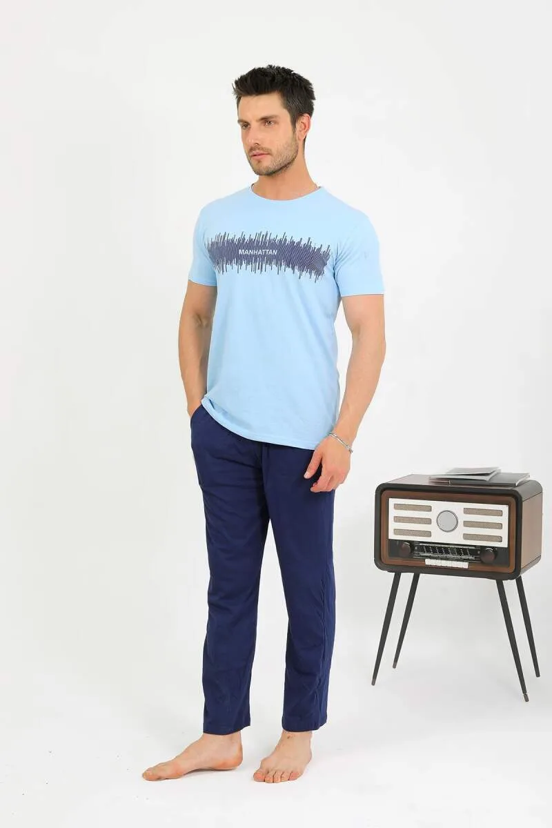 Erkek Pamuk Kısa Kol Pijama Takım 6875