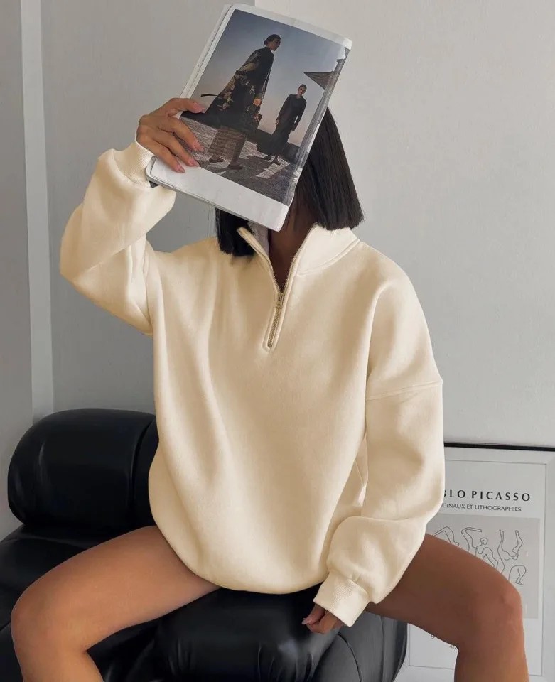 Yarım Fermuarlı Üç İplik Sweatshirt