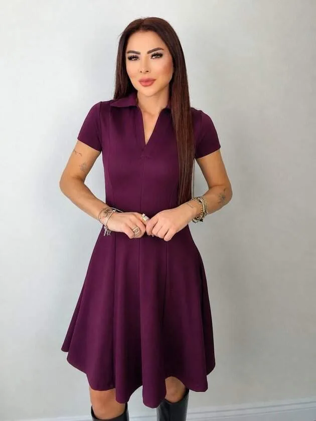 Kadın Kısa Kollu V Yakalı Kısa Modal Elbise