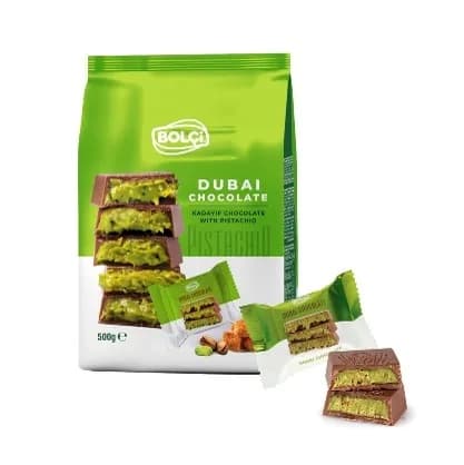 Fıstıklı Kadayıf Dolgulu Sütlü Çikolata Karesi 500 g