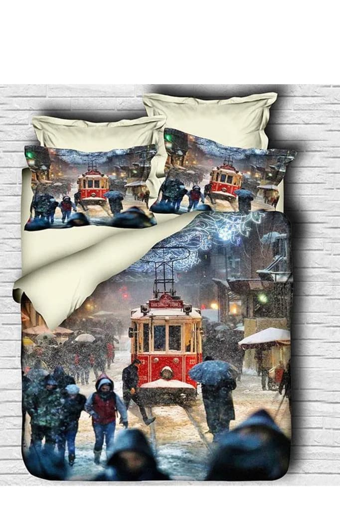 Best Class Dijital Baskılı 3D Çift Kişilik Nevresim Takımı Streetcar