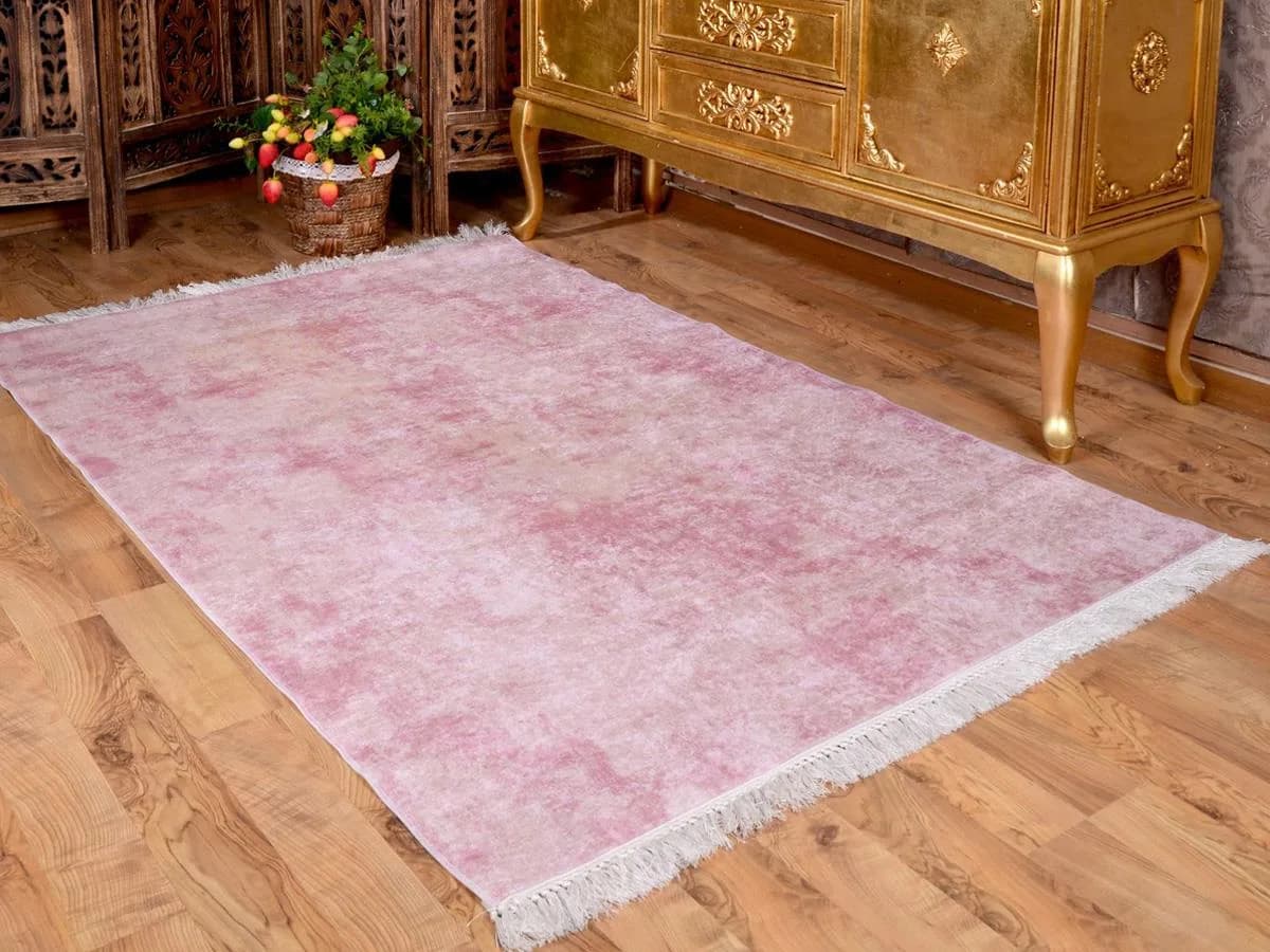 Kaymaz Taban Dijital Baskı Kadife Halı Duru Pudra 150x220 Cm