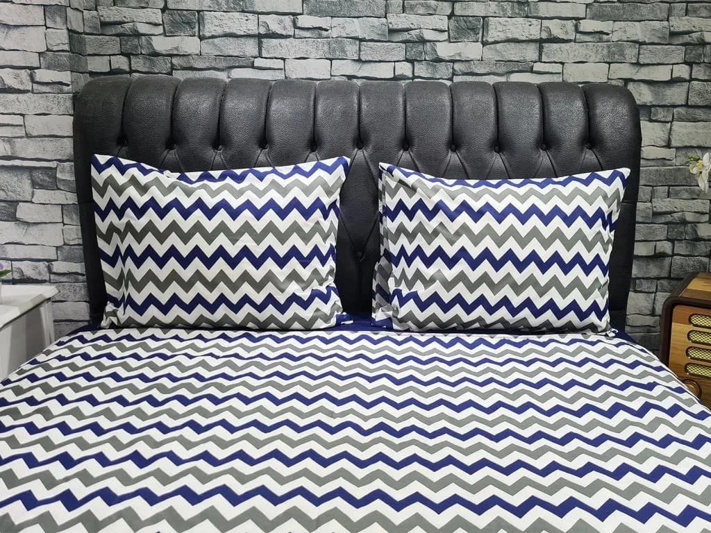 Çeyiz Diyarı Zigzag Çift Kişilik Nevresim Takımı Lacivert