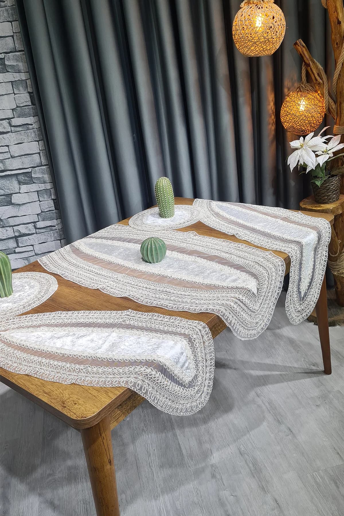 Çeyiz Diyarı Adella Kadife 5 Parça Salon Takımı Krem - Gold